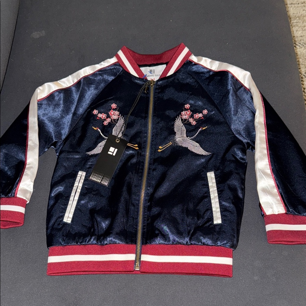 Standard Issue Navy and Burgundy Kids satin Jacket